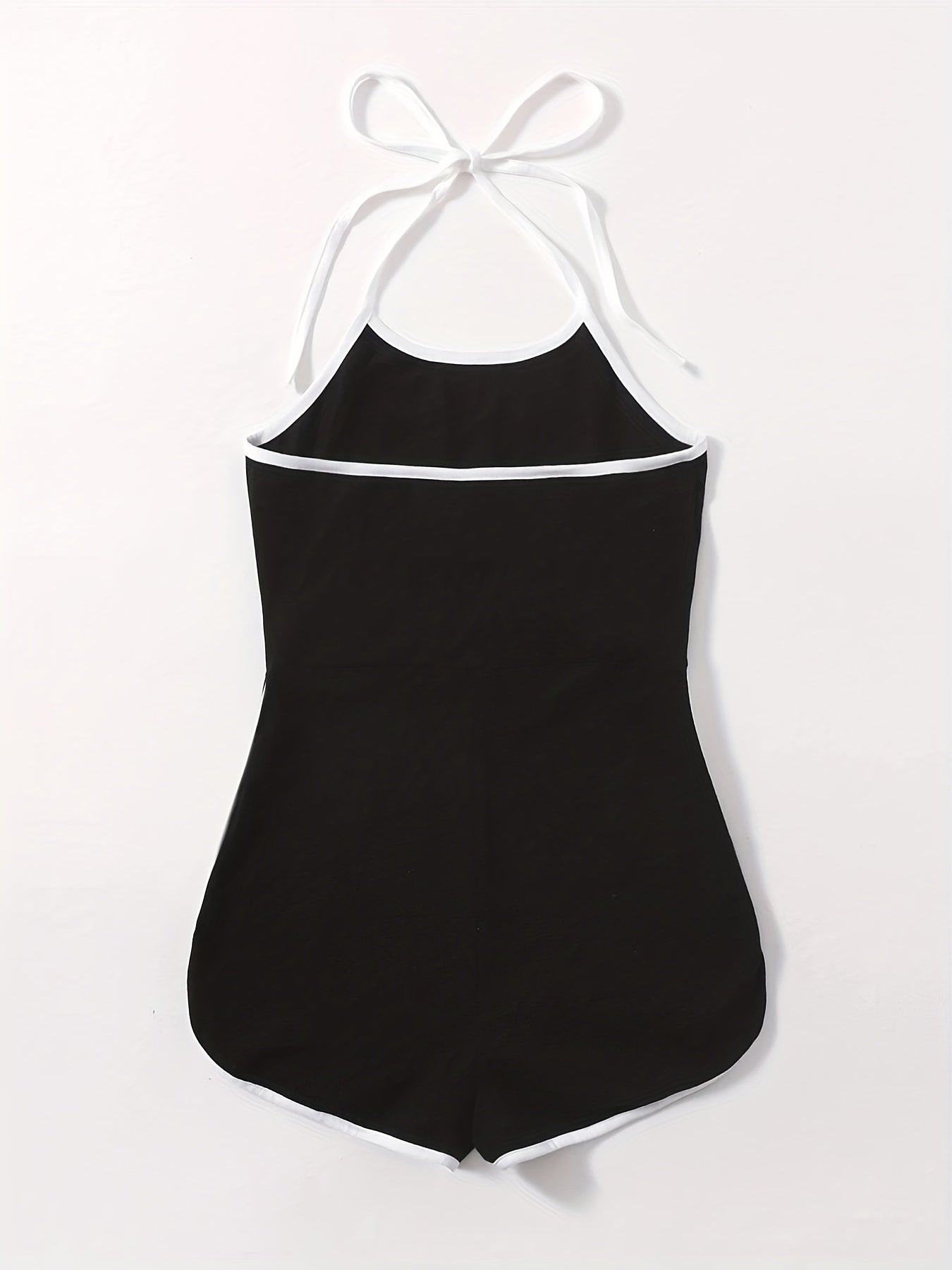 Block Halter Neck Romper Casual Bodycon Wide Leg