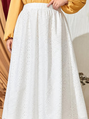 Eyelet Embroidered Maxi Skirt Women's Plus Semi Sheer Loose Fit