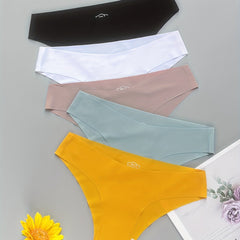 5 Seamless Solid Briefs Breathable Panties Womens Lingerie Underwear