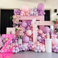 180pcs Light Pink Purple Balloon Arch Kit w/ Butterfly Stickers