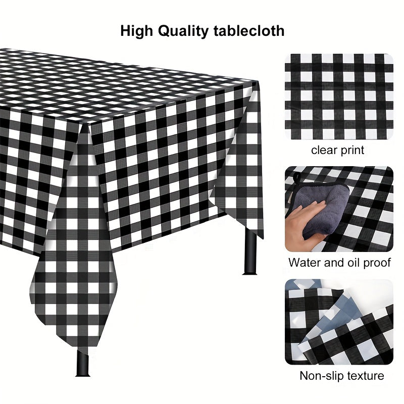 Plaid Printed Table Cloth Waterproof Christmas Birthday