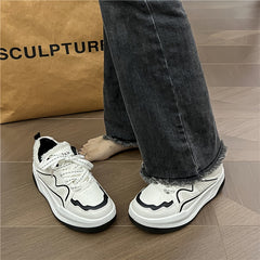 Women's Lace-up Winter Fuzzy Skate Shoes Non-slip Sporty Flatform Sneakers