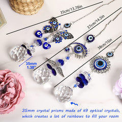 3pcs Evil Eye Suncatchers With Crystal Prism Balls Window Hanging