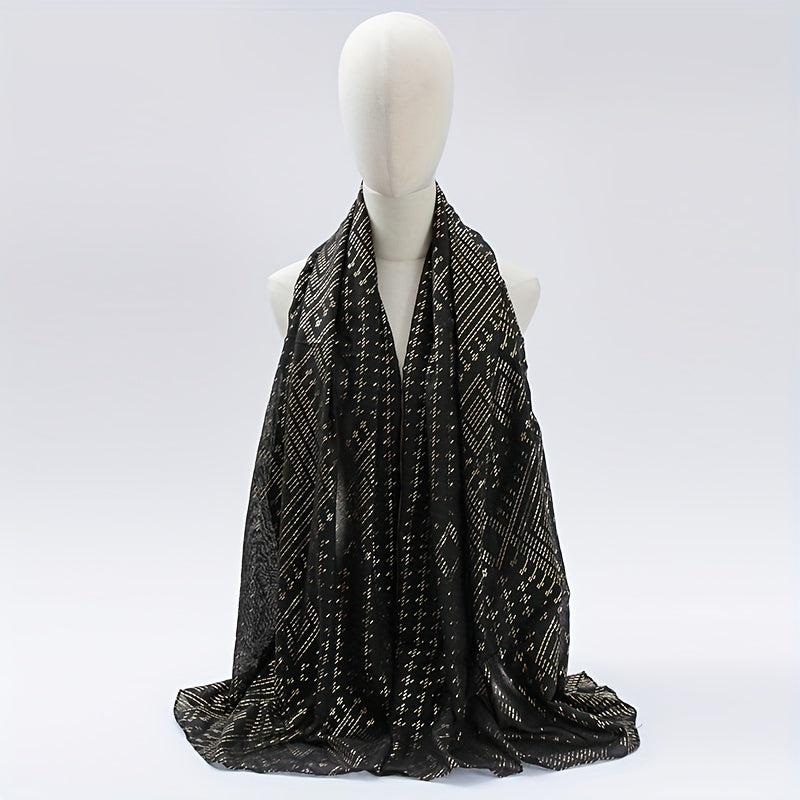 Hot Stamping Hijab Vintage Solid Scarf Women Turban Boho Shawl