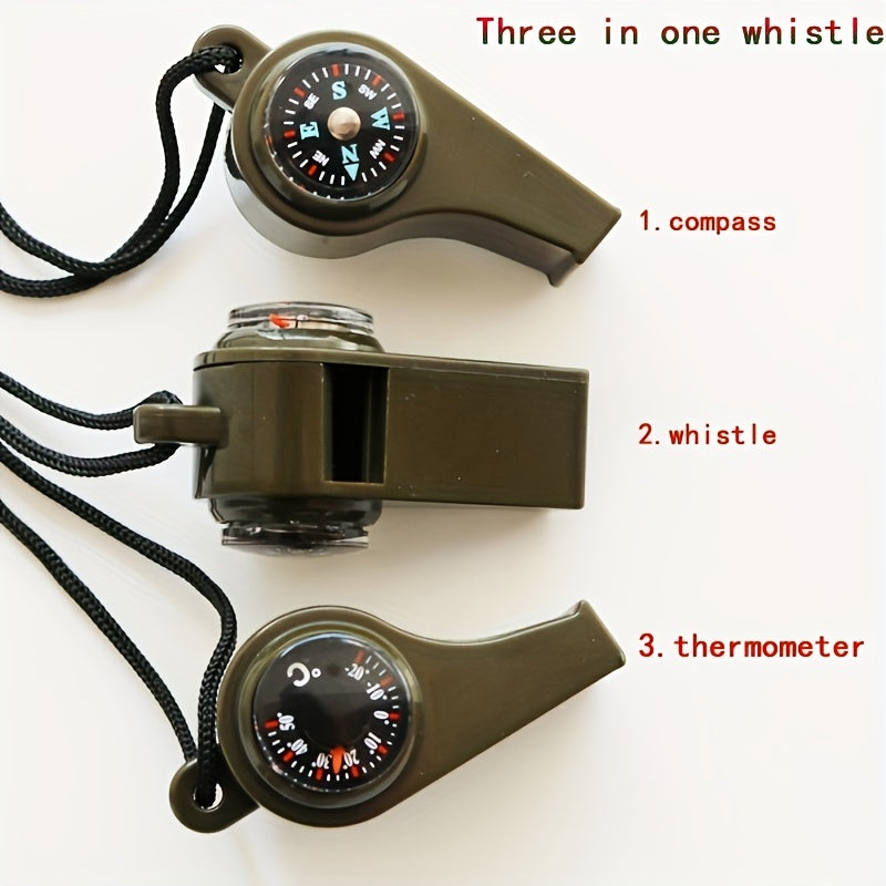3-in-1 Emergency Whistle Compass Thermometer for Outdoor Sports