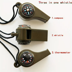 3-in-1 Emergency Whistle Compass Thermometer for Outdoor Sports
