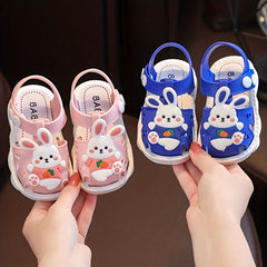 Cartoon Rabbit Hook And Loop Sandals Lightweight Non Slip Comfy Walking Shoes