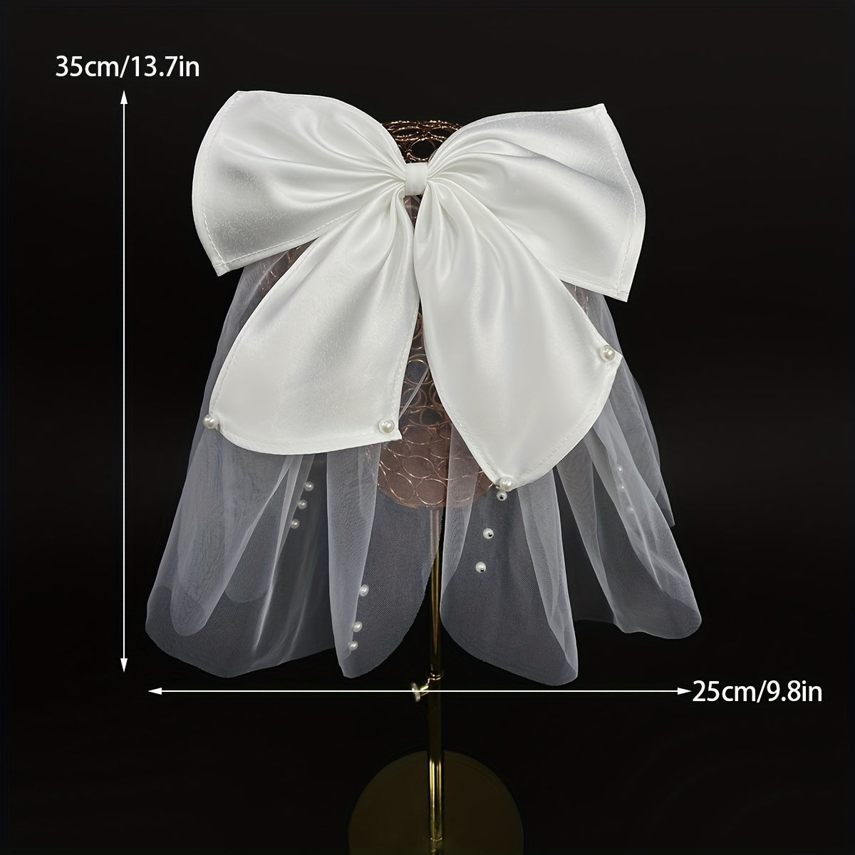 Faux Pearl Bow Veil Hair Clip French Barrette Bridal Head Accessories
