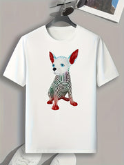 Puppy Pattern Print Men's Sports T-Shirt - Summer Outdoor Wear