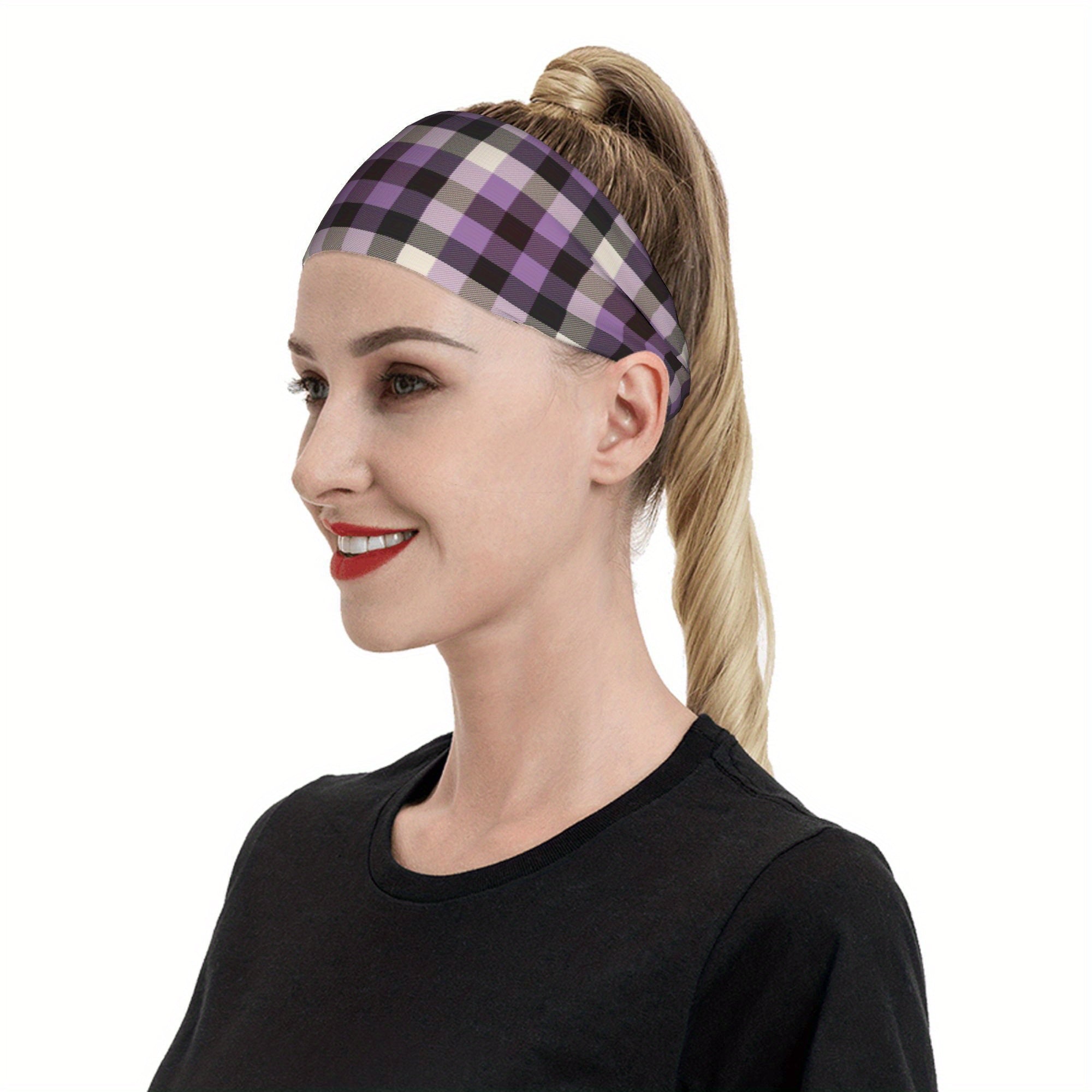 Signature Check Plaid Headband Breathable Comfort Sport Casual Polyester Spandex