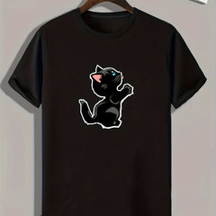 Cat Pattern Print Men's Graphic Tee