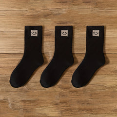 5 Pairs Smiling Face Print Socks Comfy Mid Tube Women's Stockings