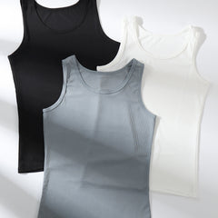 3pcs Solid Ribbed Tank Tops Crew Neck Sleeveless Top Women's Lingerie