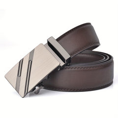 Men's Leather Slim Belt for Jeans Suit Ratchet Reversible
