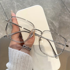 Square Anti Light Glasses For Women Men Students Large Myopia Spectacles Frame