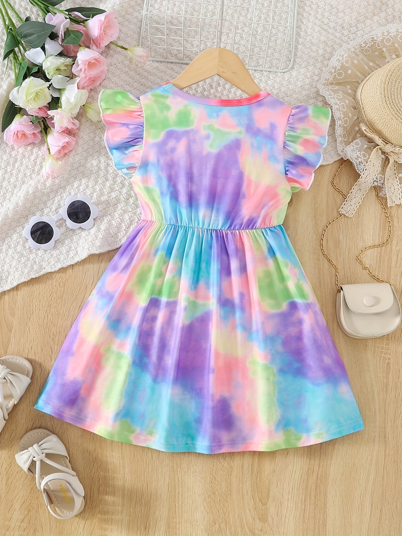 Toddler Girls Unicorn Graphic Princess Dress Tie Dye