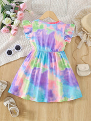 Toddler Girls Unicorn Graphic Princess Dress Tie Dye