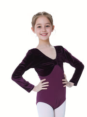 95% Cotton Splicing Long Sleeve Ballet Leotard for Girls