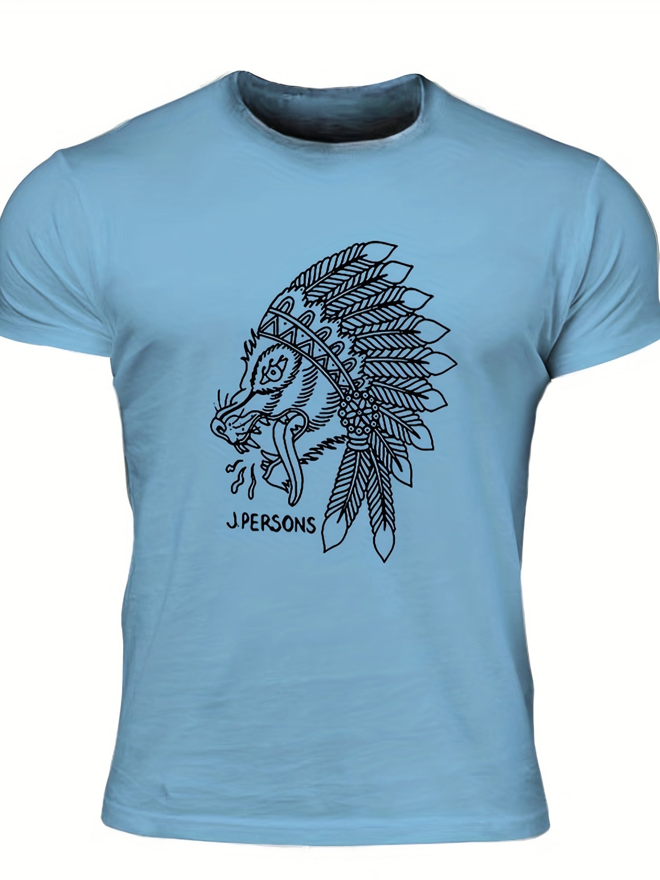 Men's Animal Sketch Print Tee Casual Crew Neck Summer Outdoor Tshirt