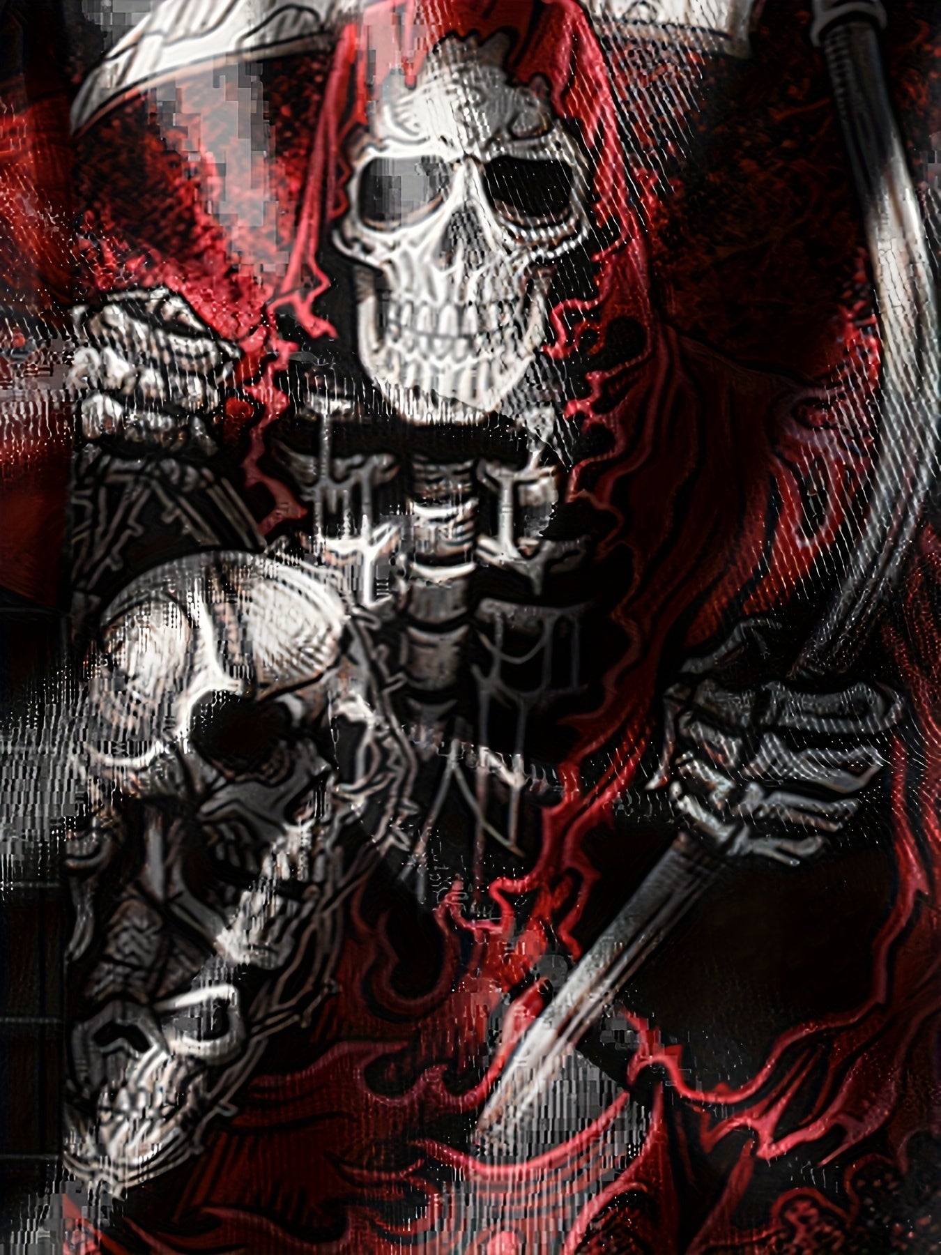 Skull Skeleton 3D Pattern Men's 2 Piece Outfits T-shirt & Shorts Set