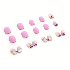 24pcs Colorful Daisy Flower Press On Nails Matte Acrylic Stick On Nails