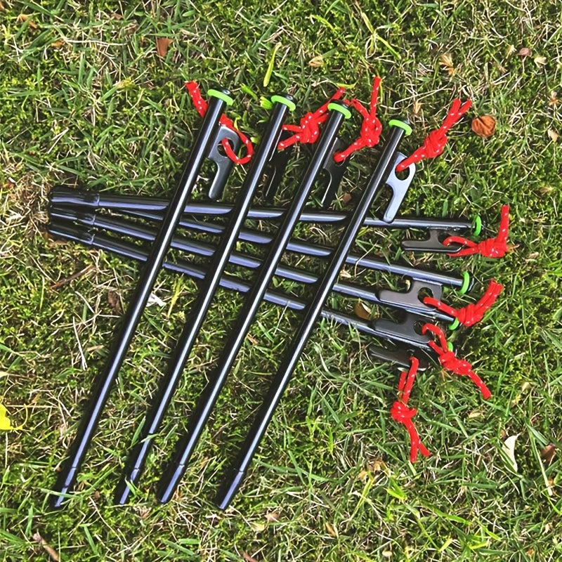 6pcs Upgraded Ground Nails Tent Pegs With Luminous Rings Steel Stakes