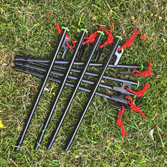 6pcs Upgraded Ground Nails Tent Pegs With Luminous Rings Steel Stakes