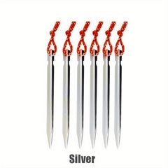 6pc Aluminum Garden Stakes 7.08in, Reflective Cord, Tent Pegs & Hamm