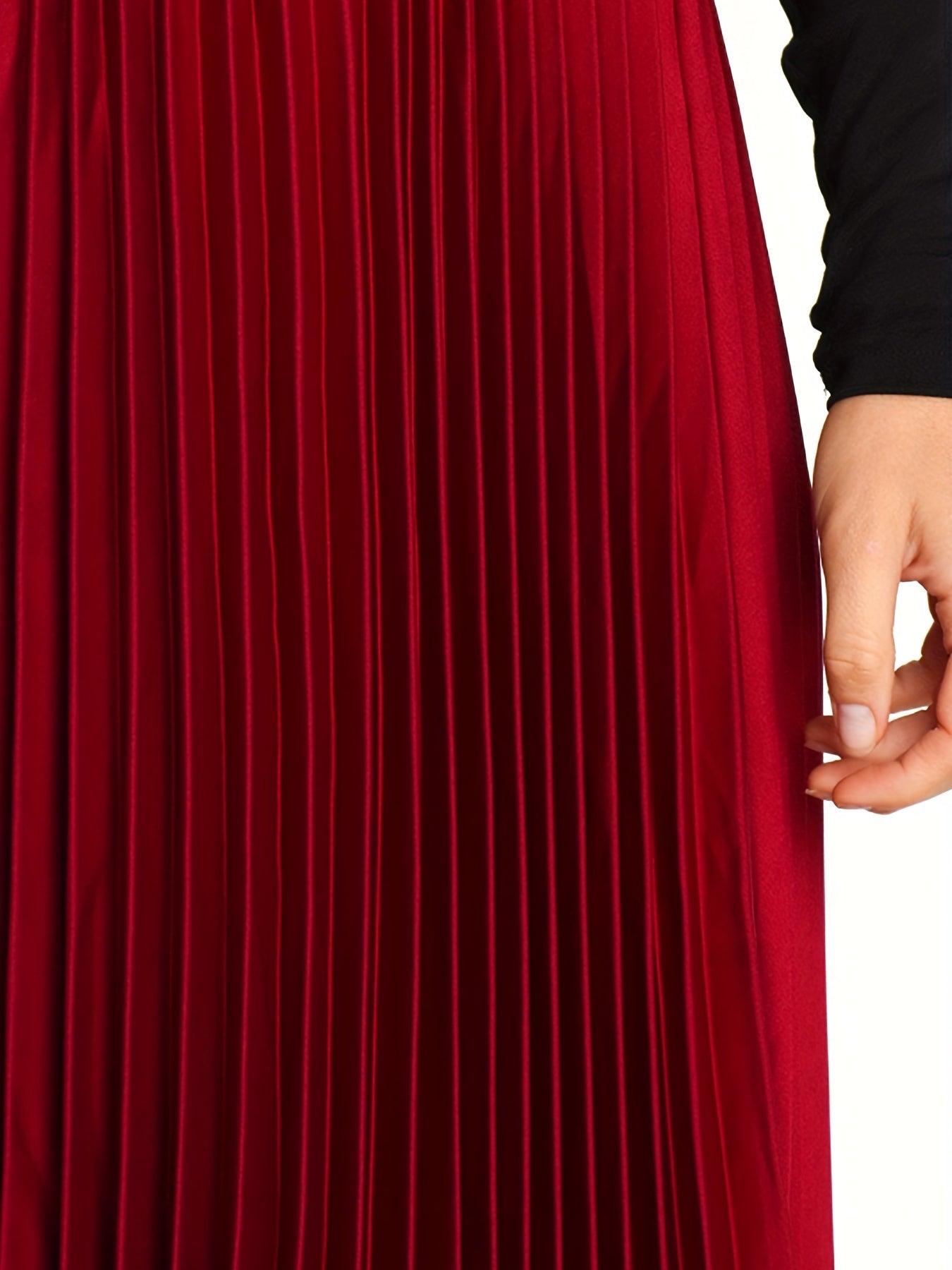 High Waist Pleated Skirt A Line Solid Asymmetrical