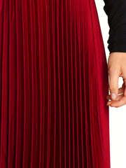 High Waist Pleated Skirt A Line Solid Asymmetrical