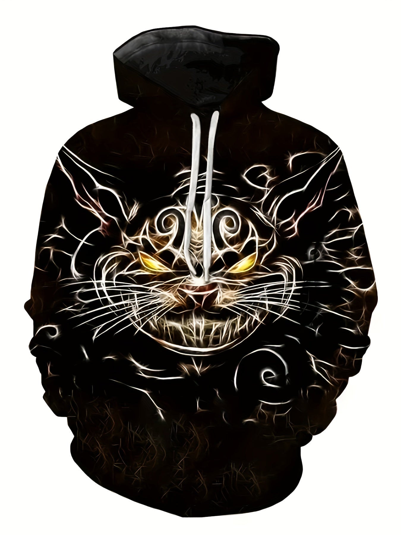 Men's Cat Pattern Hoodie with Pockets Casual Sweatshirt