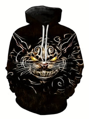 Men's Cat Pattern Hoodie with Pockets Casual Sweatshirt
