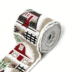 4.57m Christmas Burlap Ribbon - Truck House Socks Plaid Rhinestone Ribb