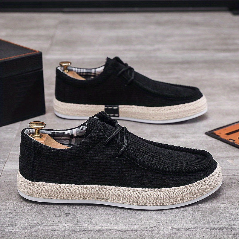 Men's Casual Lace up Flat Loafer Shoes Lightweight Non slip Walking Shoes
