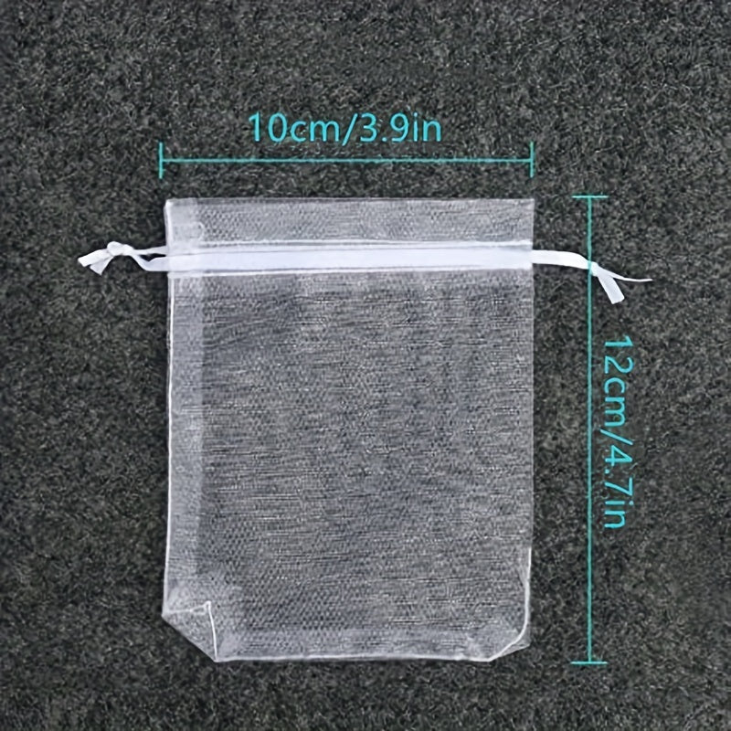10pcs Transparent Organza Bag Wedding Gift Bag Drawstring Makeup Gauze Gift Bag