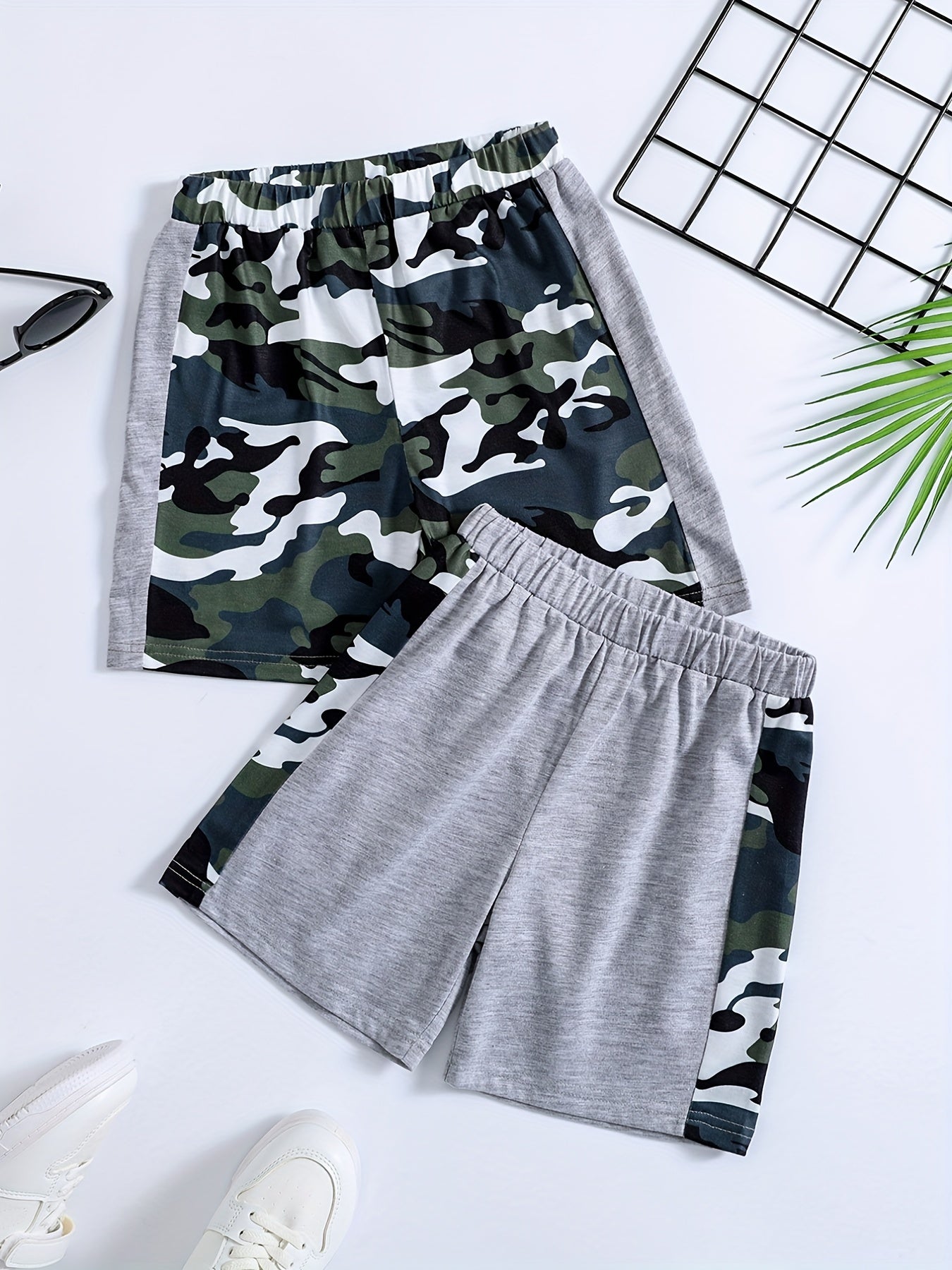 Boys Camo Comfort Shorts Quick Dry Drawstring Outdoor Wear