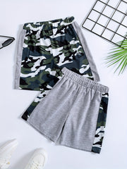 Boys Camo Comfort Shorts Quick Dry Drawstring Outdoor Wear