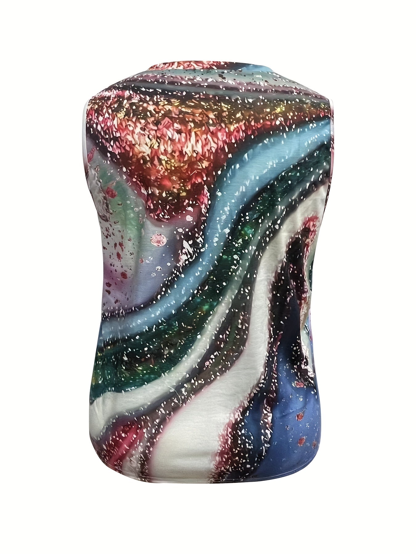 Marble Print V Neck Stretch Tank Top