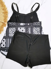 Boho Tankini Set Geo Print Cami Top & Shorts Swimsuit