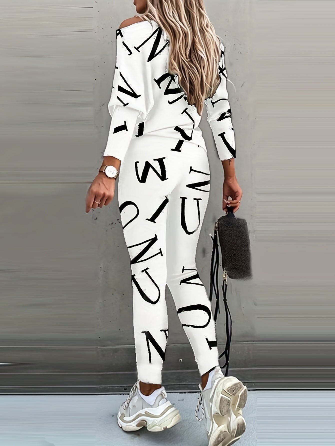 Letter Print Casual Two Piece Set