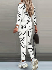 Letter Print Casual Two Piece Set