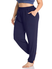 Sports Pants Women's Plus Solid Tie Elastic Waist Yoga Joggers