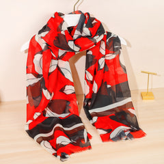 Vintage Flower Print Scarf Women Shawls Summer Beach Wraps Large Size Bandana