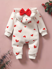 Heart Patterned Baby Jumpsuit for Winter Warmth