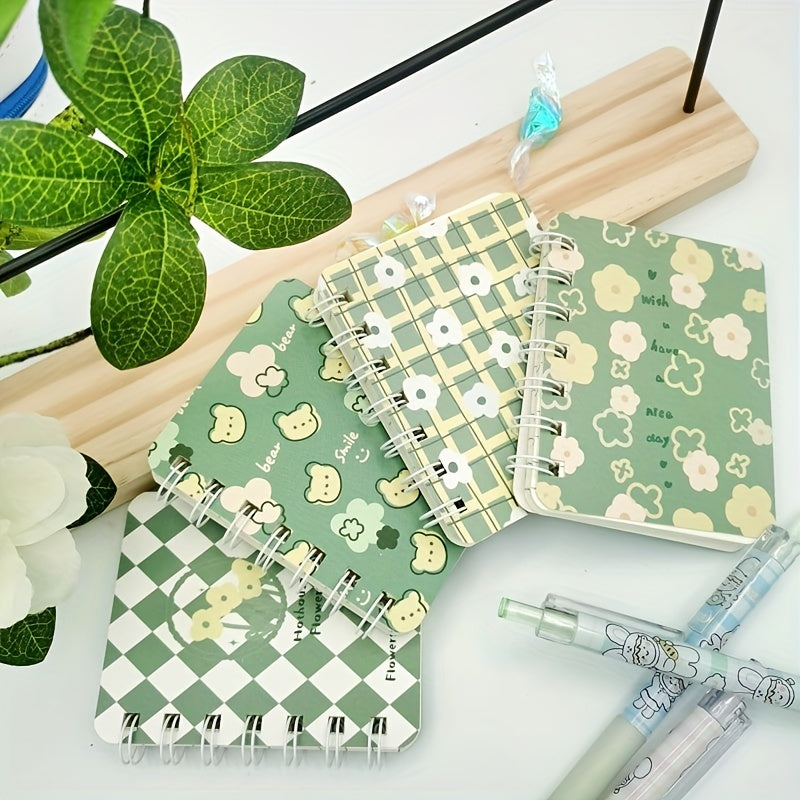 4pcs A7 Retro Neon Flower Series Coil Notebook Small Book
