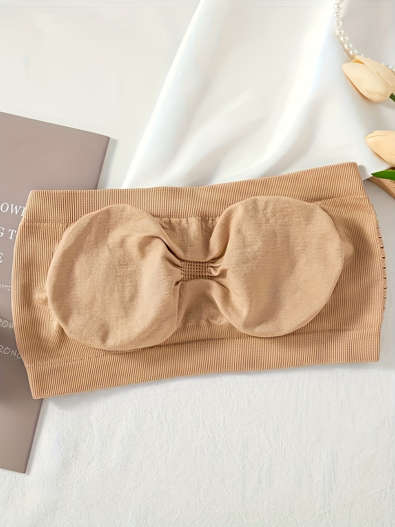 2pcs Strapless Bandeau Bras Hollow Out Breathable Stretch Everyday Bra