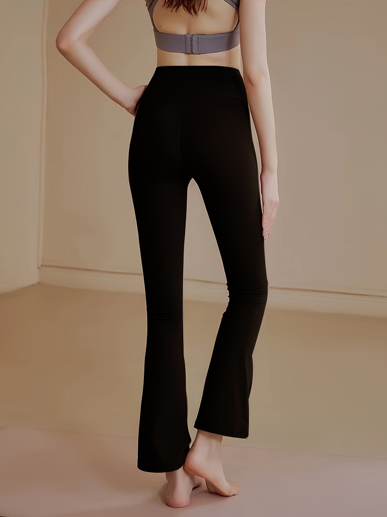 Stretchy High Waist Wide Leg Pants Casual Ankle Length Yoga Sports Pants