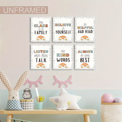 Boho Classroom Rules Poster Set, Middle School Classroom Decor