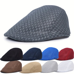 Mesh Berets Flat Cap Breathable Summer Hat Adjustable Newsboy Ivy Cap
