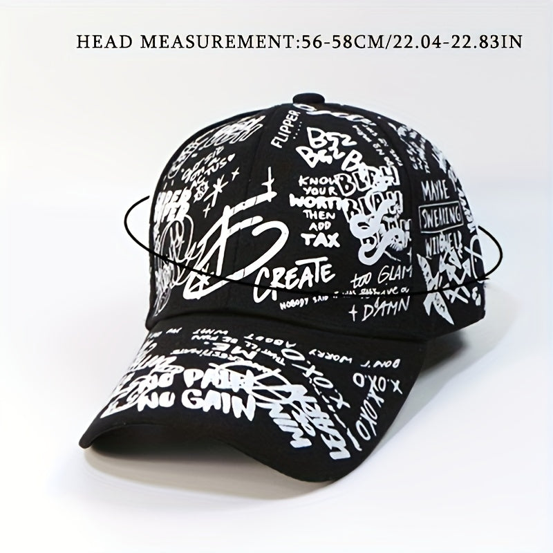 Graffiti Print Baseball Cap Unisex Hip Hop Cotton Dad Hats